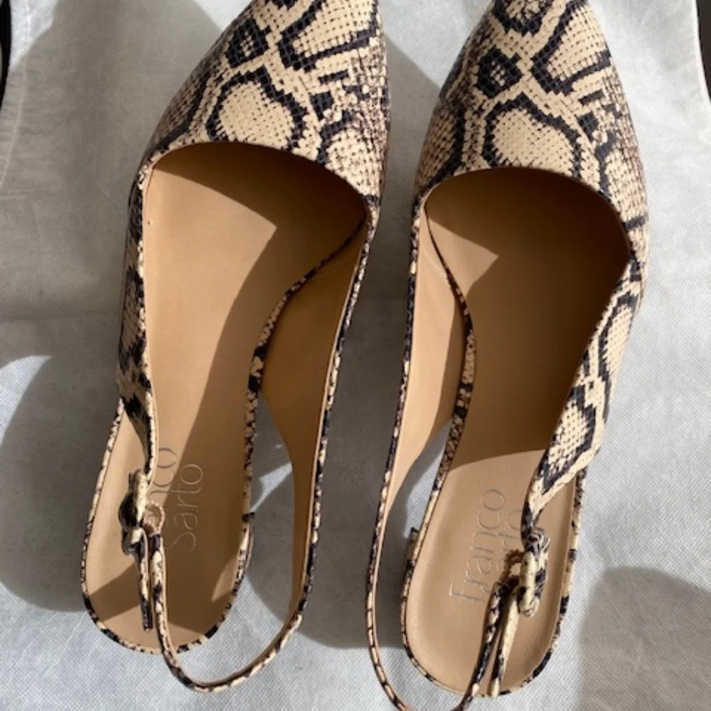 Super cute - Pristine - Franco Sarto Leather Embossed Snakeskin Slingbacks - Picture 1 of 10